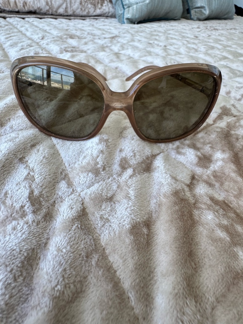 Burberry Translucent Beige Frame Sunglasses with Brown Lenses